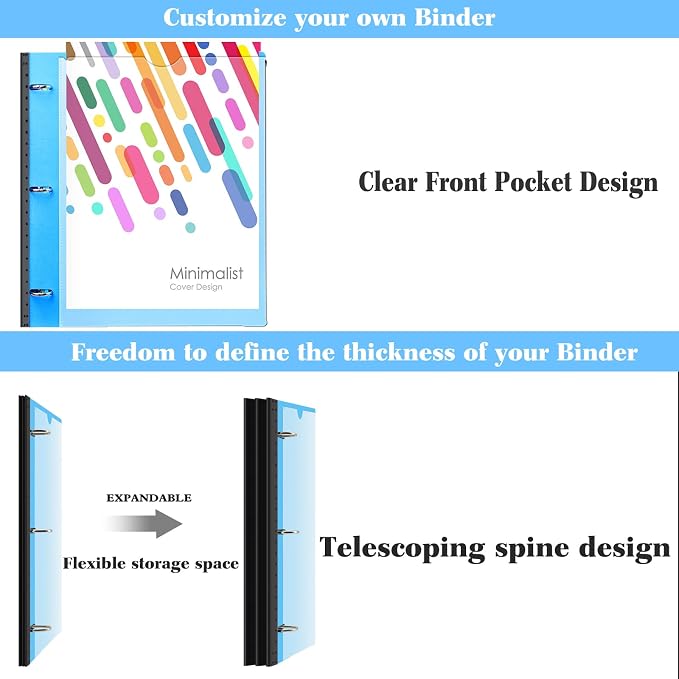 INFUN 1 Inch Telescoping Project Organizer Binder-2PCS, 13 Pocket, Customizable - Image 3