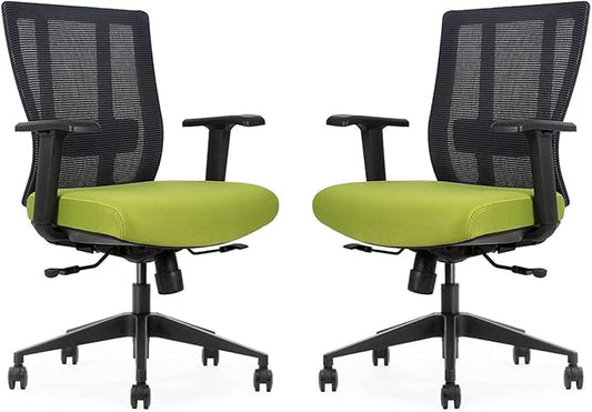 Ergonomic Office Chair - Breathable MESH - Back Adjustable Lumbar Support with 3-D ARMRESTS TILT Function and 360-DEGREE Swivel Wheels Comfortable Wide SEAT - Home Office Chair (Green) Pack of 2-DeskLoop Office