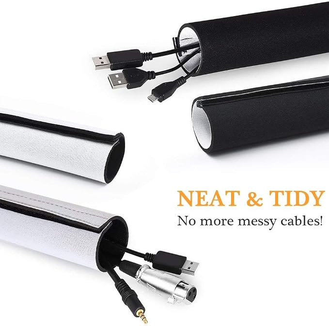 120" Neoprene Cable Management Organizer, Reversible Flexible Cuttable DIY Hole - Image 7