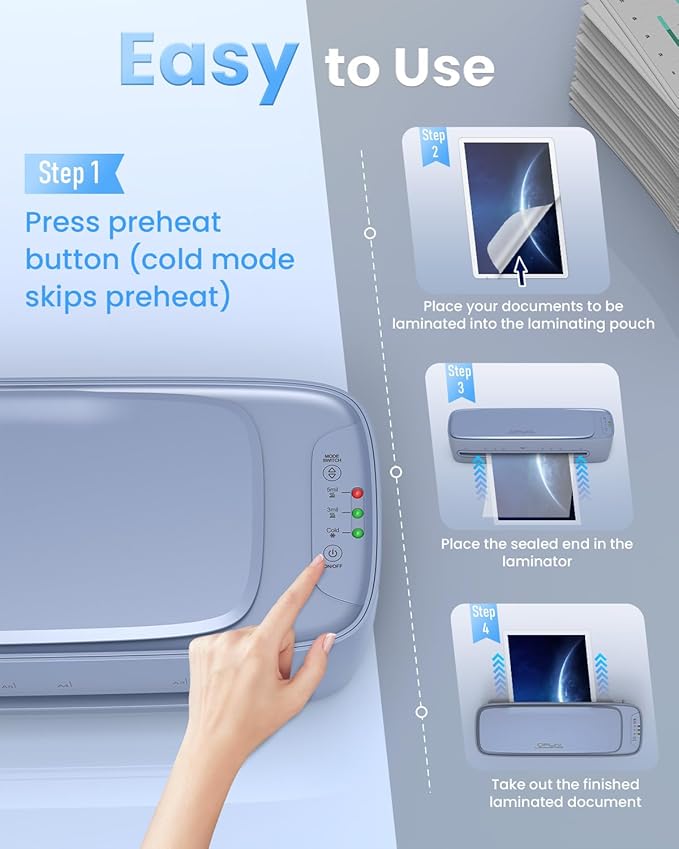 13 Inch Laminator Machine 11x17 with Laminating Sheets Personal Laminator for Teachers, 60S Warm Up Cold Thermal Lamination Machine for Home Office, A3 Laminating Machine Portable Paper Laminate Kit-DeskLoop Office