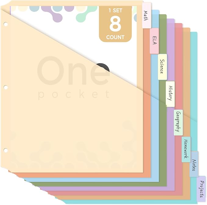 SKYDUE Binder Dividers with Tab, Pastel Dividers by SKYDUE