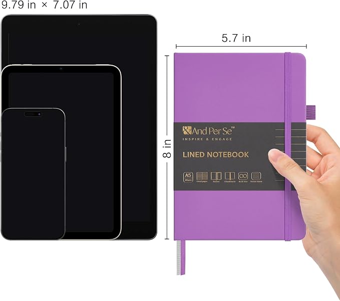 &And Per Se Lined Journal Notebook, 160 Pages, A5 5.7 x 8 inches College Ruled - Image 2