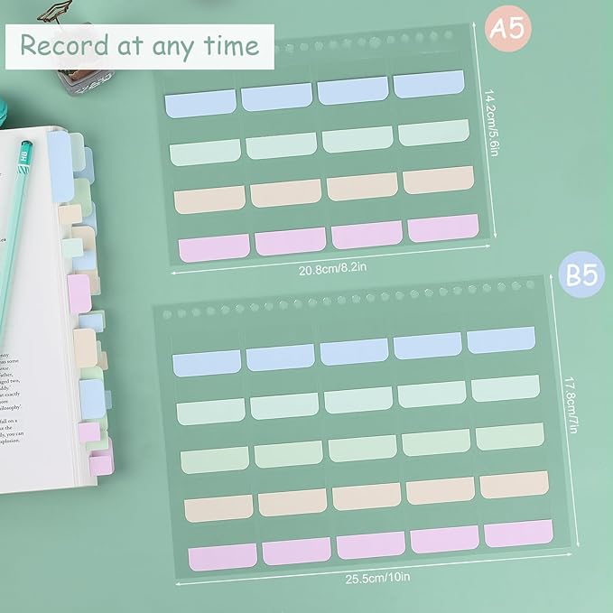 316 PCS Index Tabs, 10 Sheets, 3 Sizes Divider Tabs Stickers, Self Adhesive Book Tabs, Page Marker Bookmark, Writable Tab Flags-DeskLoop Office