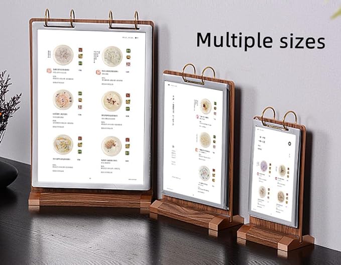 Walnut Wood Sign Holder Vertical Table Card Flip Display 6 Pages-12 Sides - Image 7