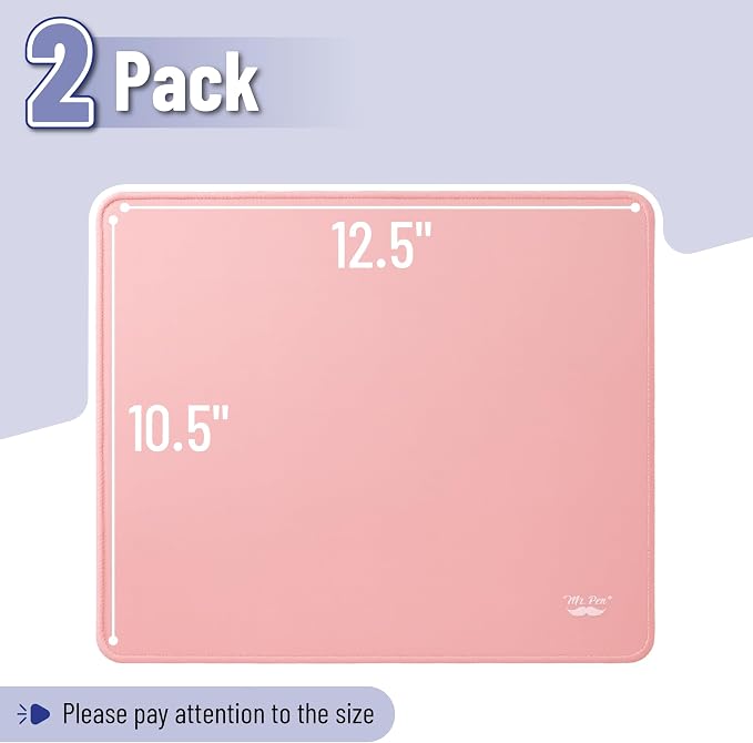 Mr. Pen- Mouse Pad with Anti-Fray Stitched Edges, 12.5"x 10.5", 2 Pack | Pink - Image 2