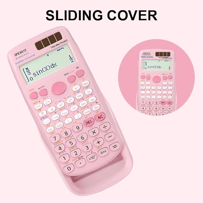 Scientific Calculators, IPEROT Pink Scientific Calculator 417 Function, Desktop Math Solar Calculators School Supplies Suitable for High School and College Students Algebra and Other Math Textbooks-DeskLoop Office