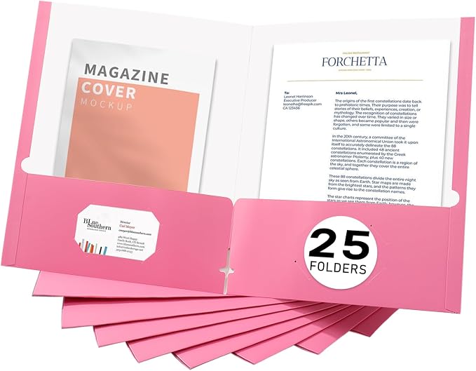 Zzrywuty File folders with Pockets, 25 Pack Paper Folders with Card Slot by Zzrywuty