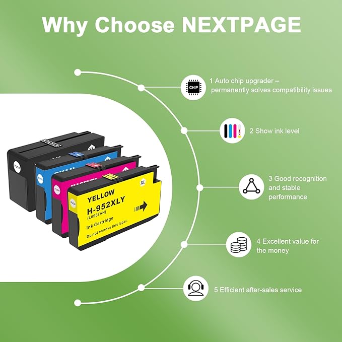 952XL Ink Cartridges Combo Pack with Upgrade Device Replacement for HP 952 XL Ink Cartridge for HP Officejet Pro 7740 8720 8710 8210 8715 8740 8702 8730 8725 Printers (Black Cyan Yellow Magenta)-DeskLoop Office