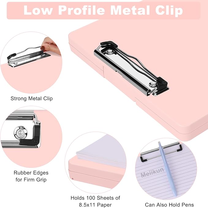 Meiikun Clipboard with Storage, Plastic Clip Boards 8.5x11 Folder with Clear - Image 2