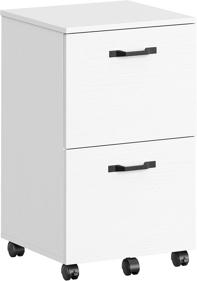 VASAGLE 2-Drawer File Cabinet, Small Rolling Filing Cabinet for Home Office, Printer Stand, for A4, Letter-Size Documents, 15.7 x 16.5 x 27.6 Inches, Snow White UOFC040W46-DeskLoop Office