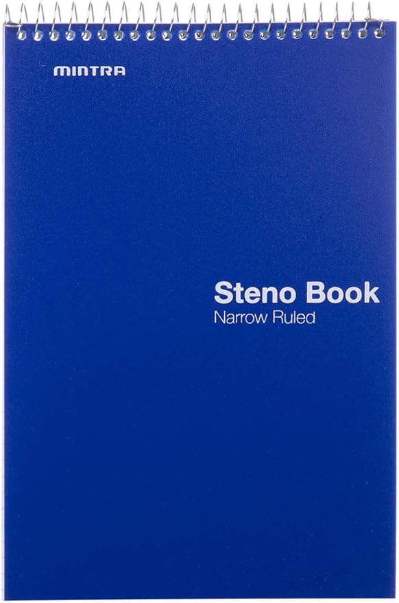 Mintra Office Steno Book - (Primary Colors, 8 Pads/Pack, Narrow Ruled) - 6inx9in, 100 Sheets per pad, POLY Cover, notebook for writing notes in school, university, college, work, office-DeskLoop Office