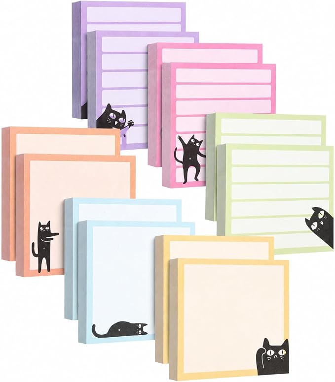 Mr. Pen- Black Cat Sticky Notes Set, 12 Pads, 900 Sheets | Black Cat Sticky by MrPen