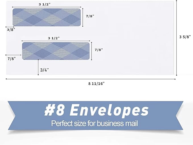 750#8 Self Seal Business Envelopes, PANDRI No.8 Double Window Design - Image 2