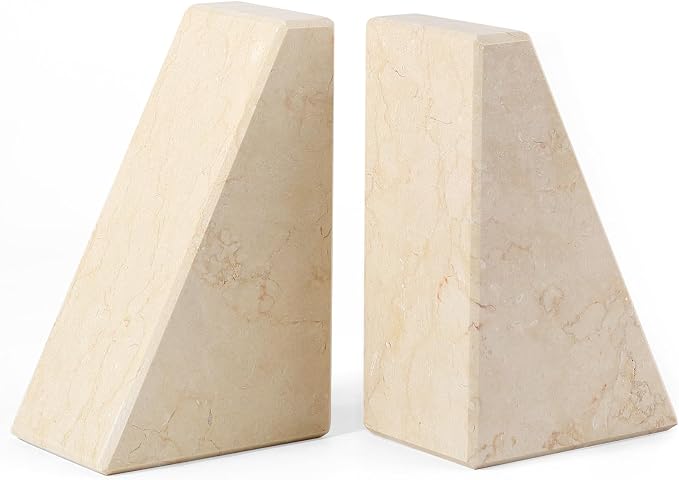 Marble Bookend for Heavy Books, Decorative Bookends for Shelves, Durable and by Karibiber