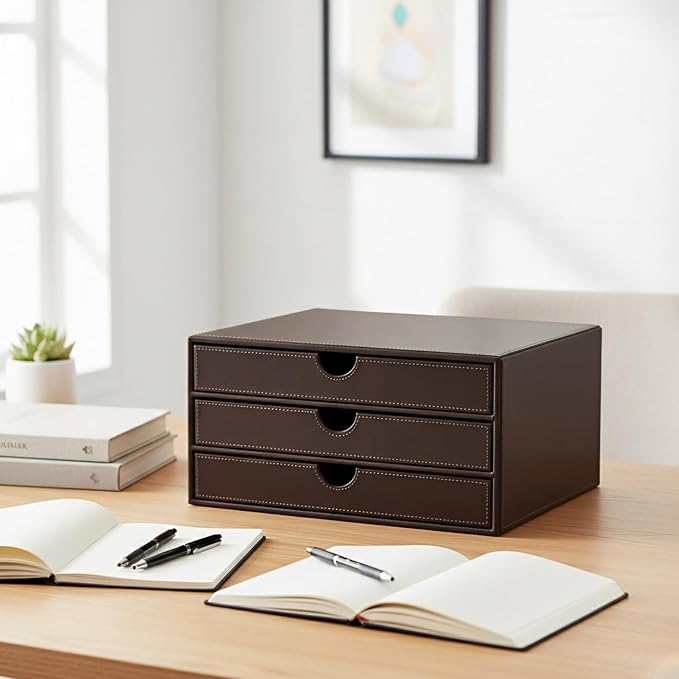 UnionBasic Leather Desktop Drawer Organizer, File Cabinet Magazine Document - Image 6