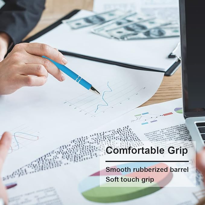 Ballpoint Pen with Stylus Tip, Soft Touch Click Metal Pen, 1.0mm Medium Point, Black Ink, 12 Count(4 Colors)-DeskLoop Office