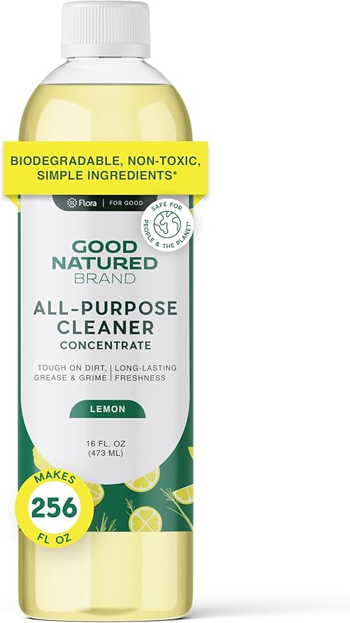Good Natured Brand All-Purpose Cleaner Concentrate | Multi-Surface Cleaner | Natural Lemon Essential Oil | Multipurpose Cleaner Concentrate All Surfaces | Lemon Love | 16oz makes 256oz-DeskLoop Office