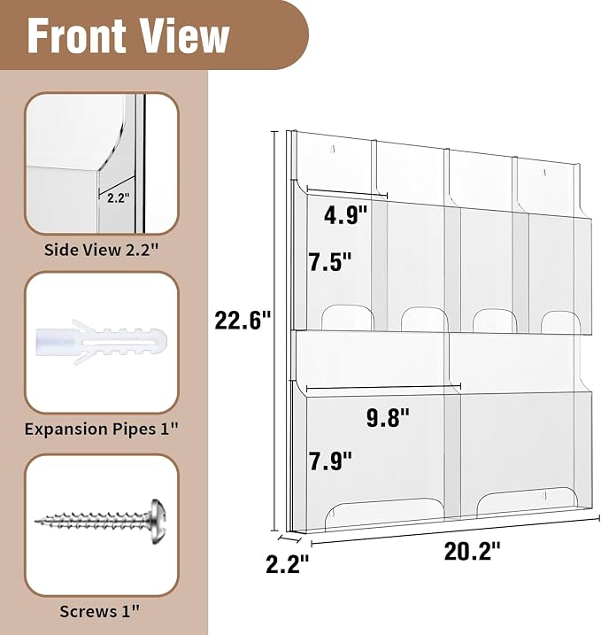 Acrylic Brochure Pamphlet Holder, 2 Magazine Holders and 4 Pamphlet Holders - Image 2