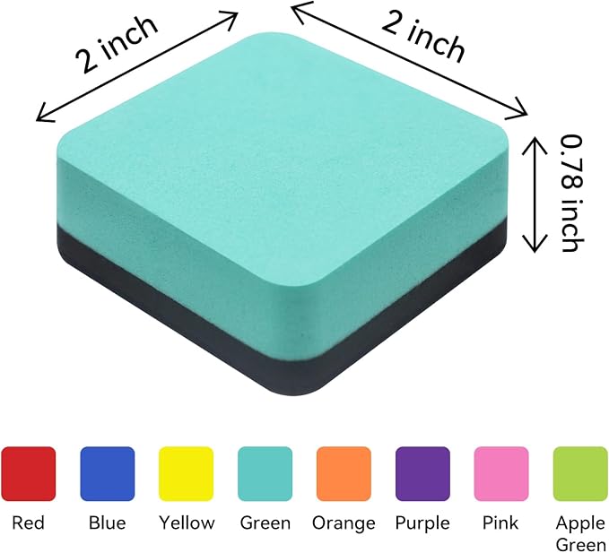 24 Pack Square Magnetic Whiteboard Erasers, Mini Dry Erase Board Erasers - Image 2