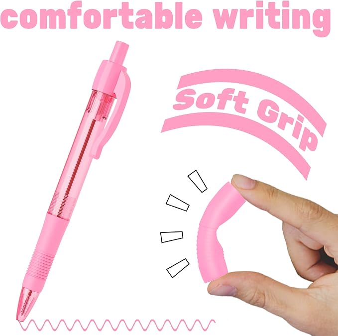 deegtran Pens Bulk, 30 Pack No Bleed Pink Ink Click Pens - Image 4