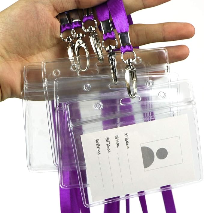 Lanyard with ID Holder 50 Pcs Waterproof Name Tag Badge ID Card Holders ID Pass - Image 5