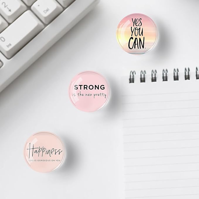 12Pcs Glass Strong Magnetic Refrigerator Magnet Fridge Sticker,Motivational Fridge Magnets Decoration for Crafts,Strong Fridge Magnets for Kitchen, School,Office Whiteboard, Cabinet and Dishwasher-DeskLoop Office