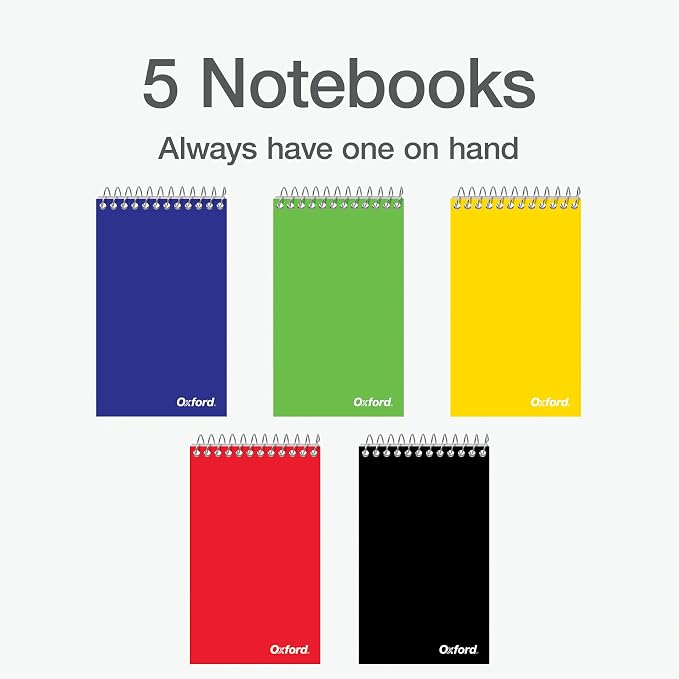 Oxford Spiral Memo Pads, Top Wire Bound, 3 x 5 Inch Pocket Notepad, College - Image 3