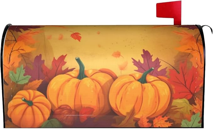Ouqiuwa Autumn Thanksgiving Pumpkins Welcome Magnetic Mailbox Cover, Fall by Ouqiuwa