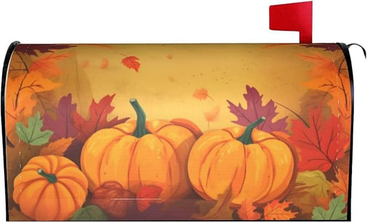 Ouqiuwa Autumn Thanksgiving Pumpkins Welcome Magnetic Mailbox Cover, Mailbox by Ouqiuwa