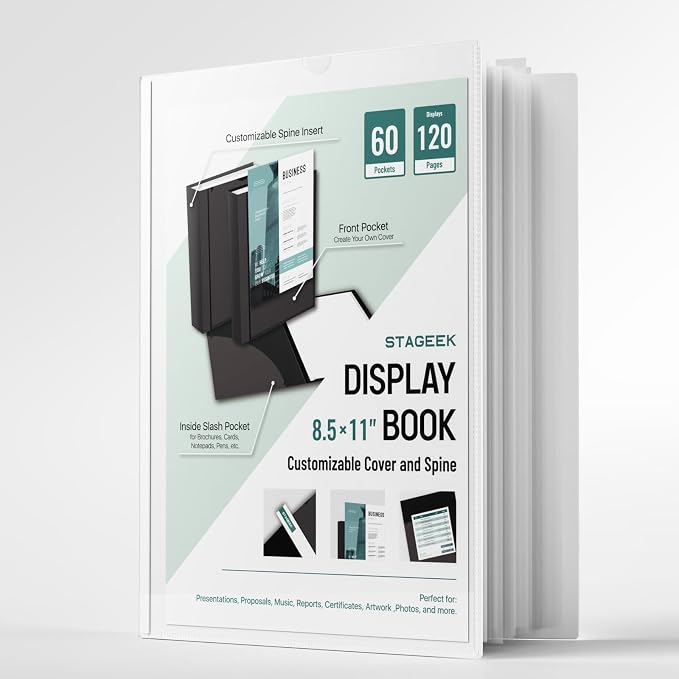 STAGEEK 60-Pocket Portfolio Binder Display 120 Pages, 8.5x11 Binder by STAGEEK