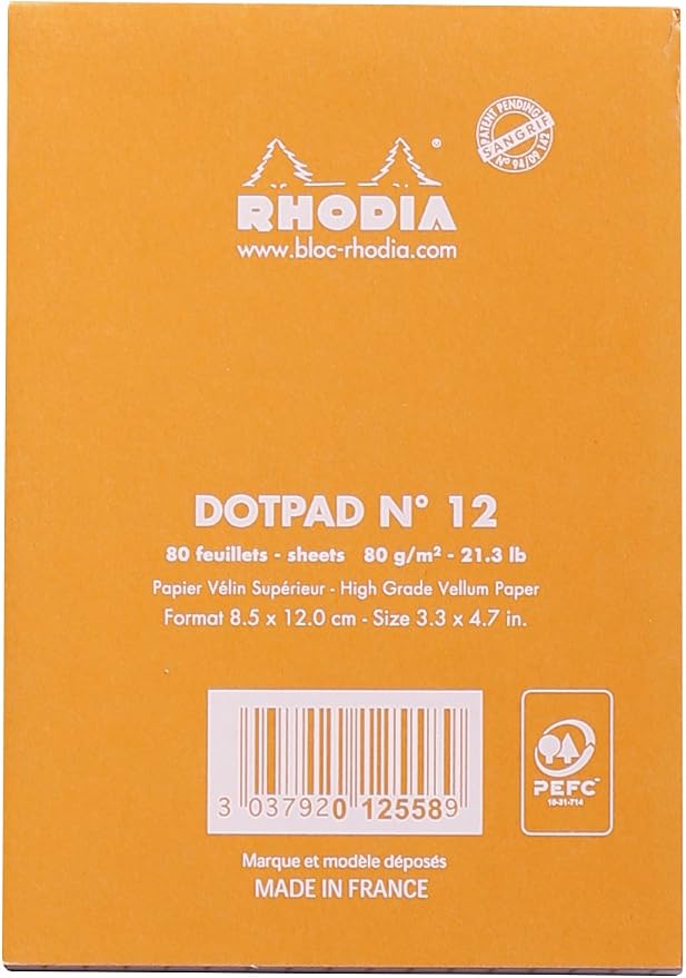 Rhodia Head Stapled Pad, No12 A7+, Dot - Image 3