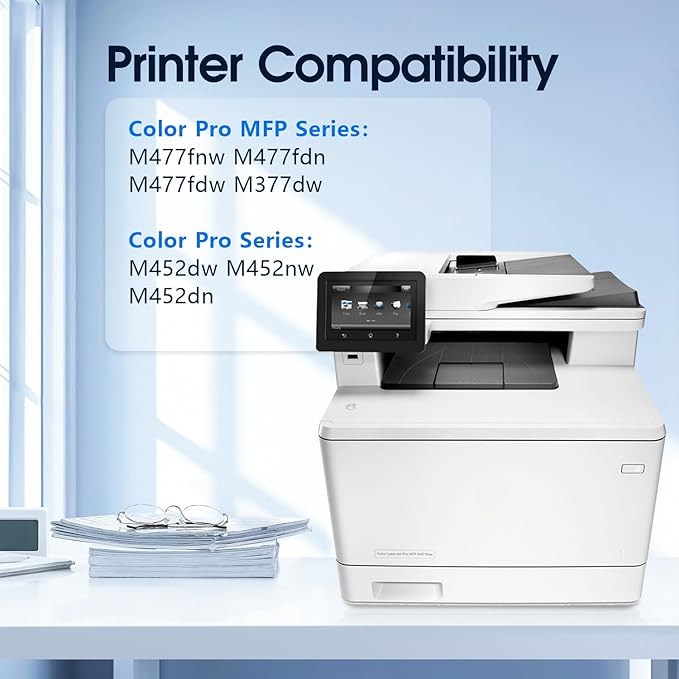 410A Toner Cartridge Replacement Compatible for 410A 410X 410 CF410A CF411A CF412A CF413A Work with Pro MFP M477fnw M477fdw M477fdn M452dn M452nw M477 Printer (4-Pack)-DeskLoop Office
