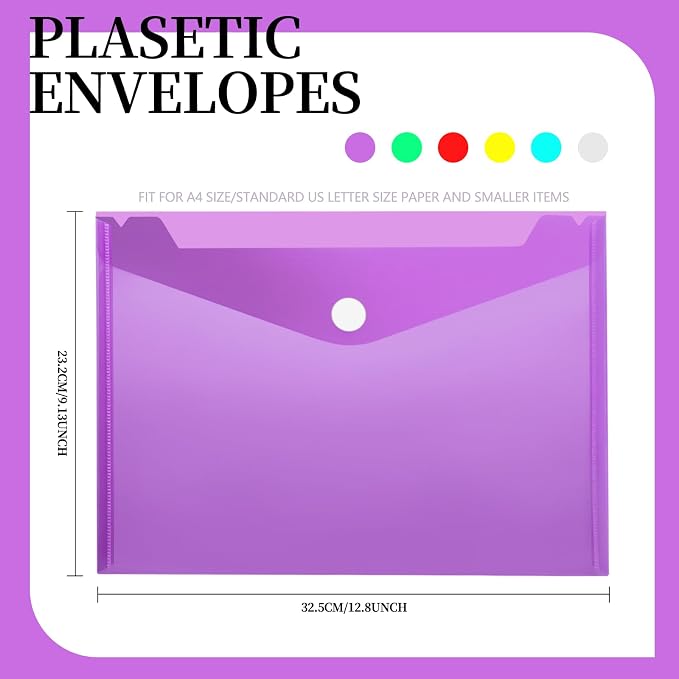LEOBRO Plastic Envelopes, A4 File Folder, Document Holder, Poly Storage File - Image 2