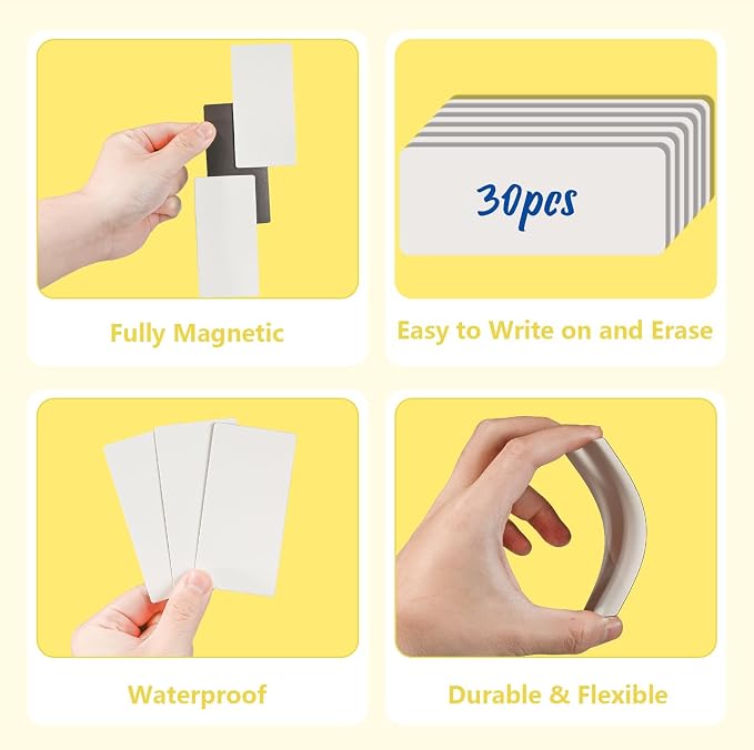 Dry Erase Magnets Blank Lables, 30 Pack Reusable Magnetic Labels - Image 4