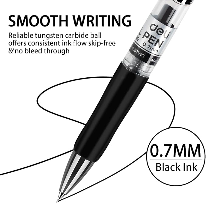 deli Gel Pens, Medium Point Pen 0.7mm, Smooth Writing, Fast Dry, No Bleed - Image 4