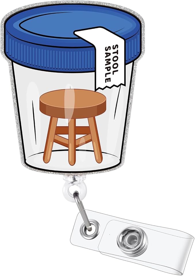 Stool Sample Bottle Funny Nurse Retractable Badge Reel Medical ID Holder | by BEZTN