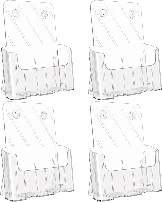 KTRIO Acrylic Brochure Holder 8.5 x 11, 4 Pack Literature Display Stand | by KTRIO