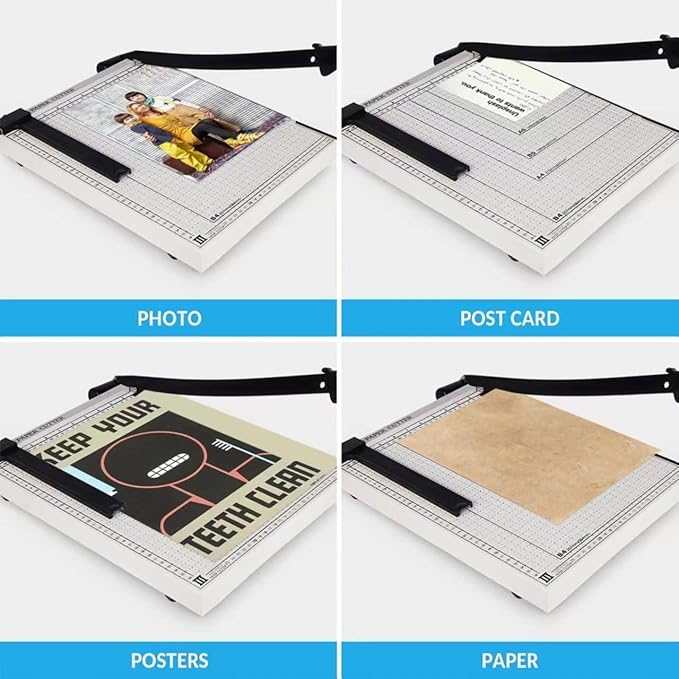 Paper Cutter for Cardstock Heavy Duty 12 inch, 12" Cut Length Guillotine Paper Trimmer for Cardstock Metal Base, 12 Sheets Capacity, for Home Office Classroom School-DeskLoop Office