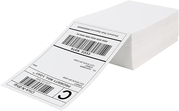 Fanfold 4'' x 6'' Direct Thermal Shipping Labels 300 Labels/Stack Compatible with Zebra Rollo Beeprt Printer Ultra Adhesive-DeskLoop Office
