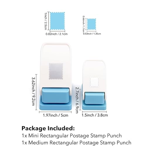 2 Pcs Stamp Punch, 1x0.8inch & Mini 0.6x0.5inch Rectangle Postage Stamps Shaped - Image 6