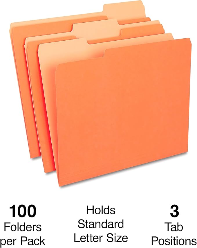 Staples File Folder, Letter Size, 1/3‑Cut Tab, Durable Paper Stock, 200/Carton - Image 2