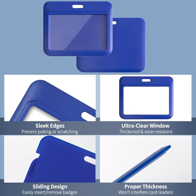 15 Pack Sliding ID Badge Holder Horizontal Hard Plastic Card Case Protector - Image 4