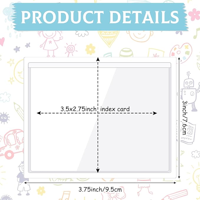Glenmal 100 Pcs Self Adhesive Index Card Pockets Clear Label Holder Plastic - Image 3