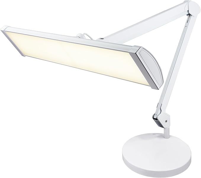 Neatfi Ultra 3,500 Lumen LED Desk Lamp, Color Correlated Temperature, 3 Light Modes, Dimmable, 45W, 26 Inch Wide Metal Shade, 540 SMD LEDs (CCT with Base, White)-DeskLoop Office