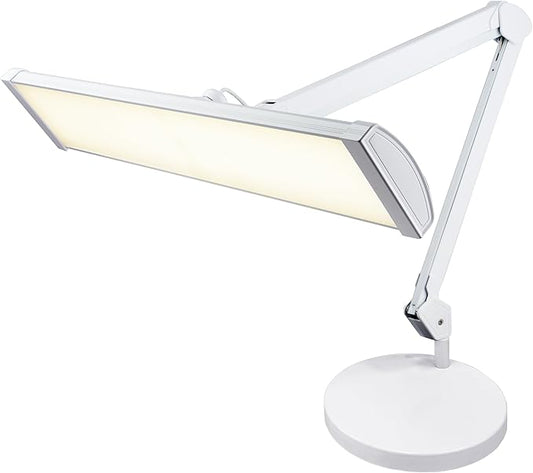 Neatfi Ultra 3,500 Lumen LED Desk Lamp, Color Correlated Temperature, 3 Light Modes, Dimmable, 45W, 26 Inch Wide Metal Shade, 540 SMD LEDs (CCT with Base, White)-DeskLoop Office