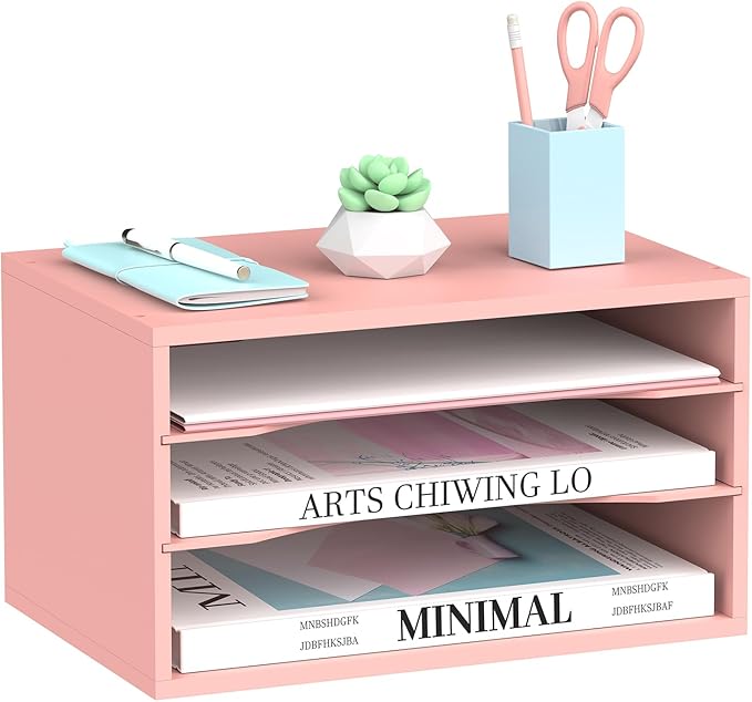 SUPEASY Wood Desk Organizer, 3 Tier Paper File Organizer by SUPEASY
