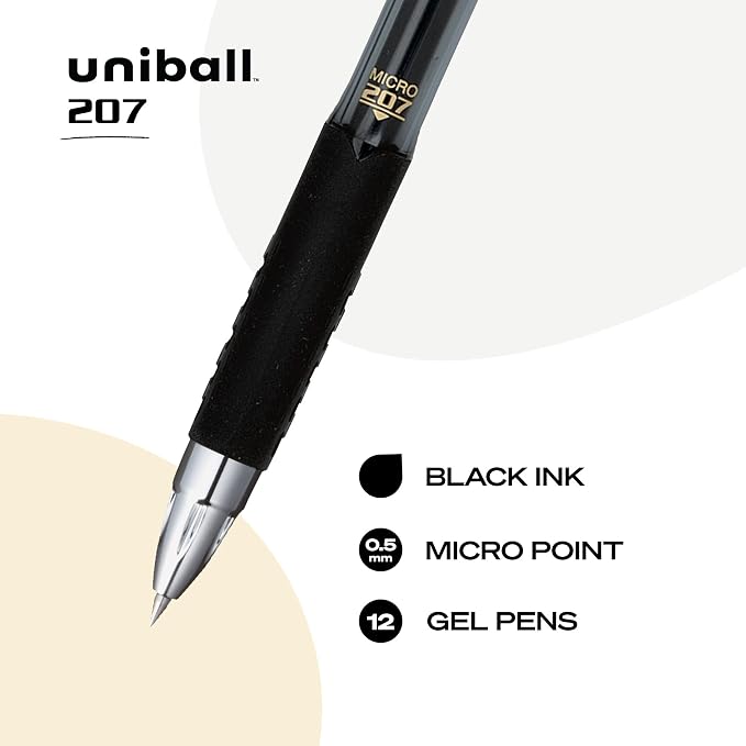 uniball 207 Retractable Gel Pens, Micro Point - Image 2