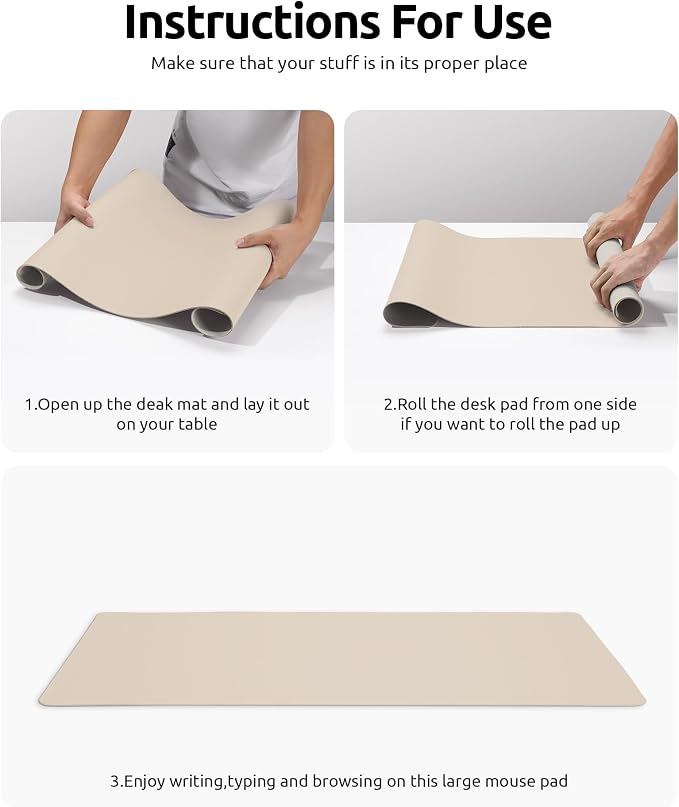 YSAGi Leather Desk Pad Protector, Large Mouse Pad, Non-Slip PU Leather Desk - Image 9