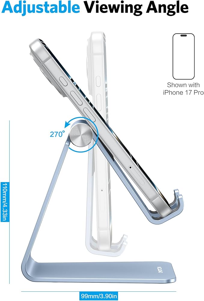 OMOTON Adjustable Cell Phone Stand, Aluminum Desktop Cellphone Stand - Image 4