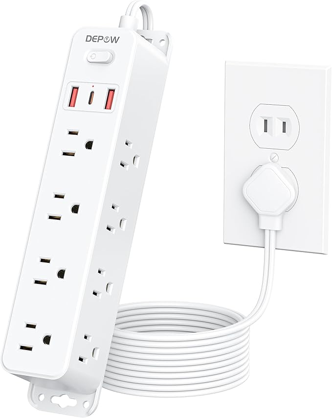 2 Prong Power Strip with 12 AC Outlets, 2 to 3 Prong Adapter, 3 USB Ports (1 USB C), 5FT Extension Cord, 1700J Two Prong Surge Protector, Wall Mountable, Ideal for Old House Non-Grounded Outlets-DeskLoop Office